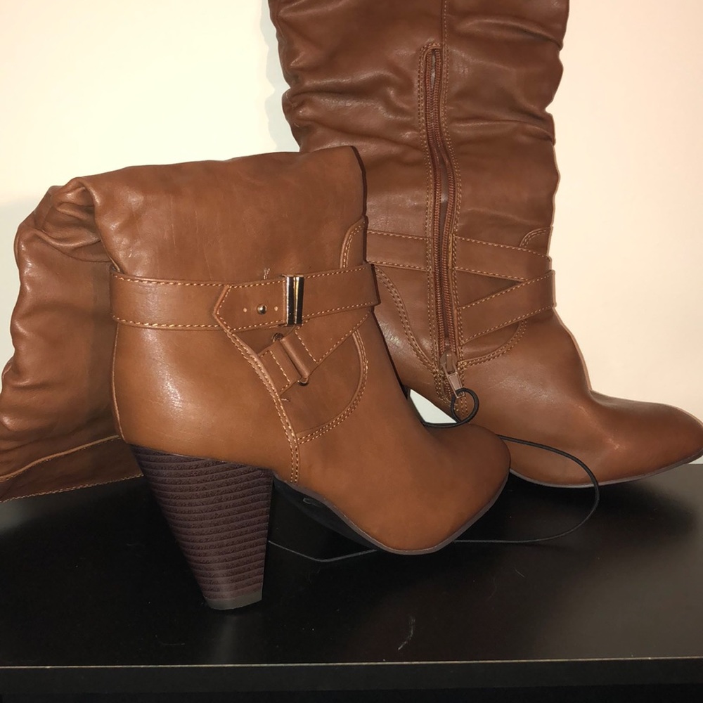 RAMPAGE Black & Brown Heeled Boots